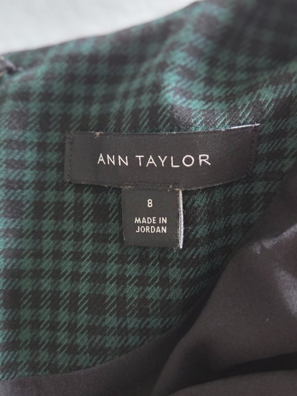 Ann Taylor Dark Green Plaid Long-Sleeve Cropped Jacket Blouse - Picture 11 of 16
